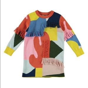 Stella McCartney Girl’s Colorblock Fringe Sweater Dress 12yrs